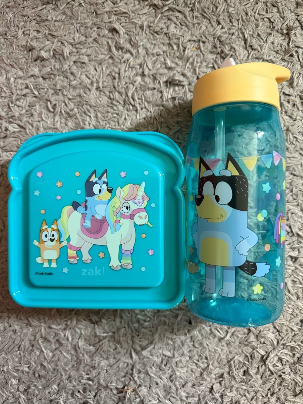 Zak! Bluey Teal Kids Lunchbox and Bottle Set - Teal & Yellow